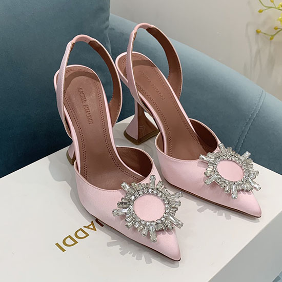 Amina Muaddi Saténové Lodičky Begum Slingback Ab05