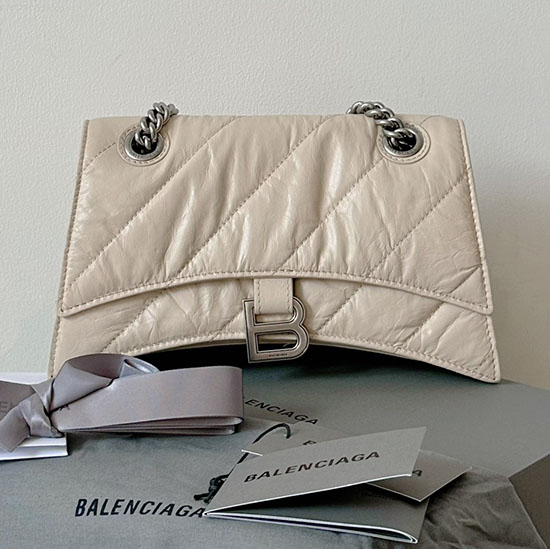 Balenciaga Crush Malá Prošívaná řetízková Taška Béžová B716351