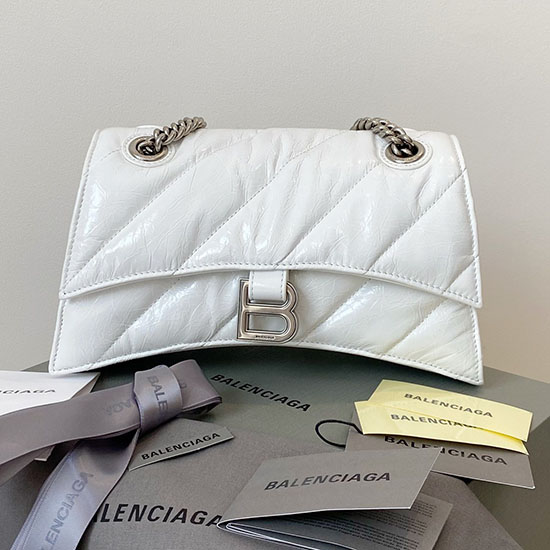 Balenciaga Crush Malá Prošívaná řetízková Taška Bílá B716351