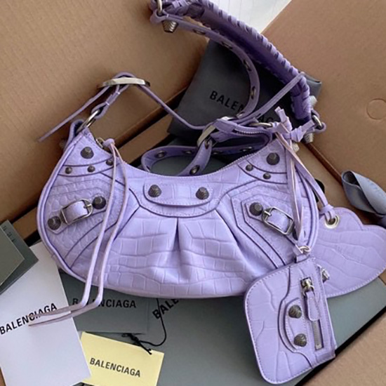 Balenciaga Le Cagole Telecí Kůže Xs Taška Přes Rameno Fialová B67130