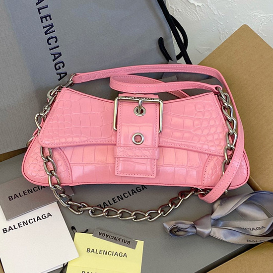 Balenciaga Lindsay Malá Krokodýlí Taška Přes Rameno Růžová B701141