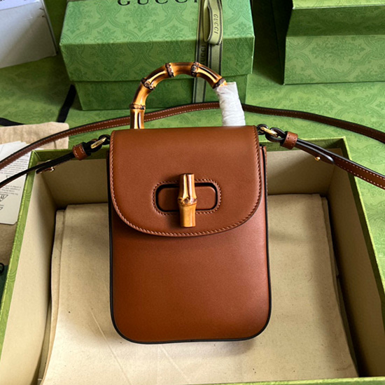 Bambusová Mini Kabelka Gucci Hnědá 702106