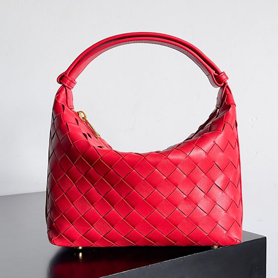 Bottega Veneta Intreccio Kožená Toaletní Taška červená B754443