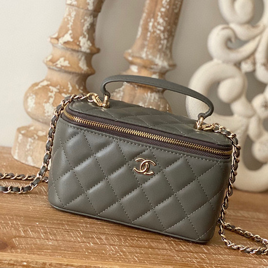 Chanel Lambskin Case Taška šedá A81211