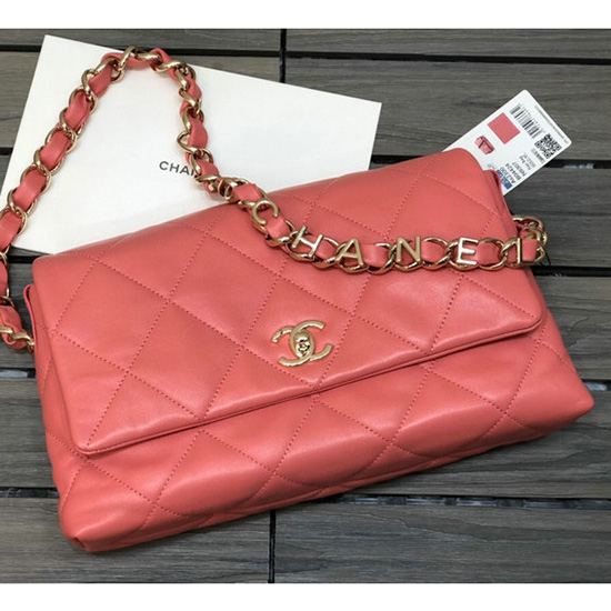 Chanel Lambskin Flap Bag Coral As2300