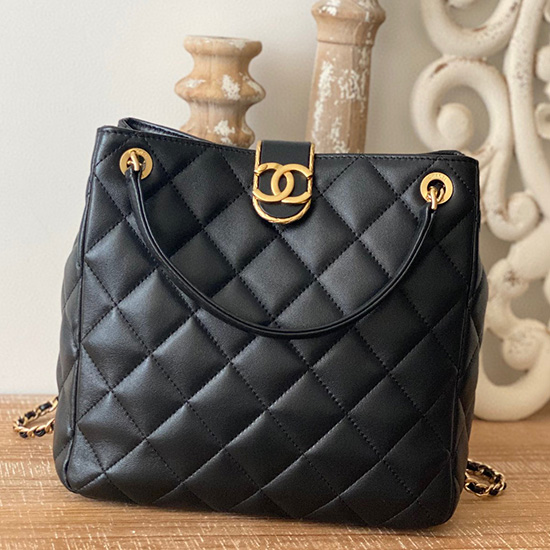 Chanel Lambskin Small Tote Black As3477