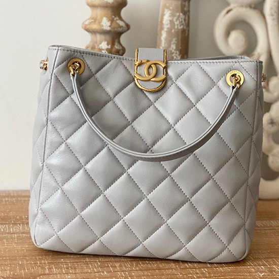 Chanel Lambskin Small Tote Gray As3477