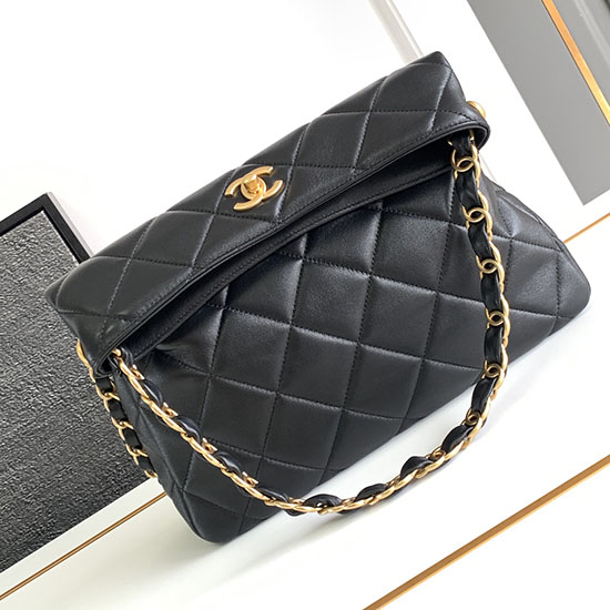 Chanel Lambskin Tulák Taška černá As4754