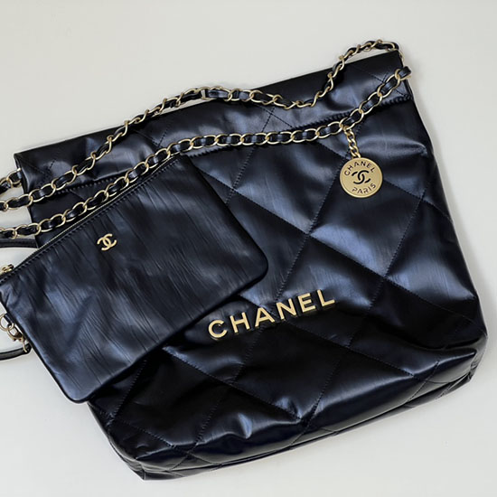 Chanel Lesklá Teletina Malá Kabelka černá As3260