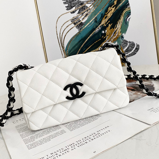 Chanel Malá Klopová Taška Bílá As2302