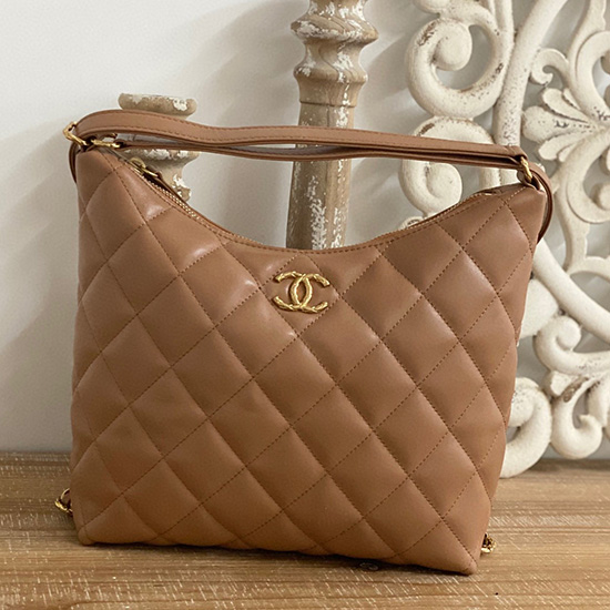 Chanel Maxi Hobo Taška Hnědá As3488