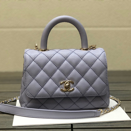 Chanel Mini Taška S Klopou S Horní Rukojetí Fialová As2215