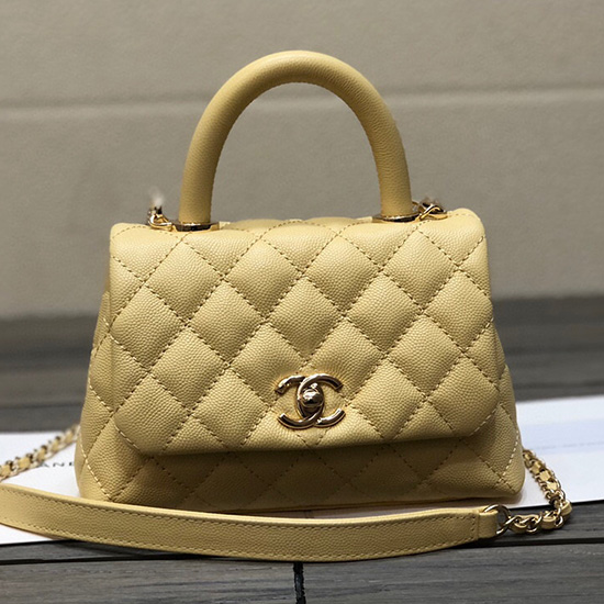 Chanel Mini Taška S Klopou S Horní Rukojetí žlutá As2215