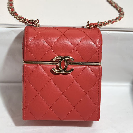 Chanel Small Cc Box Bag S řetízkem červený As03241