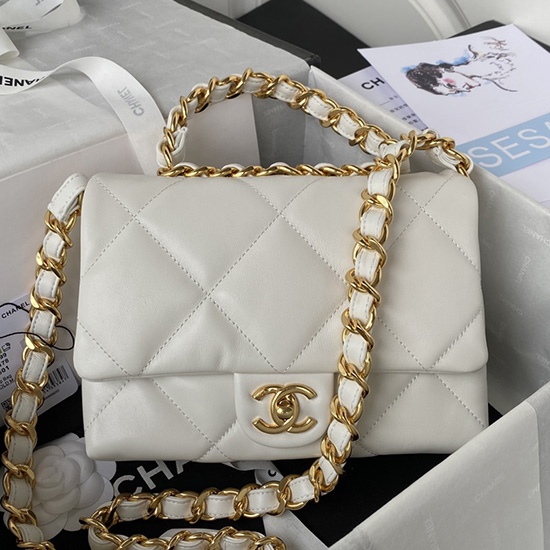 Chanel Taška Přes Rameno S Lambskin Klapkou Bílá As3499