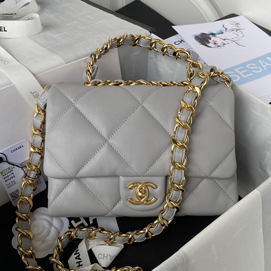 Chanel Taška Přes Rameno S Lambskin Klapkou šedá As3499