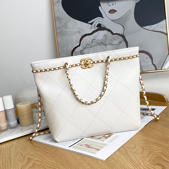 Chanel Teletina Small Tote White As2374