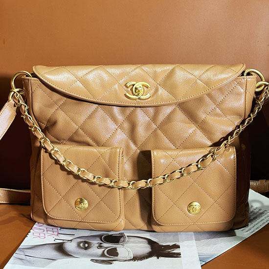 Chanel Velká Hobo Taška Hnědá As4668