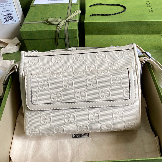 Embosovaná Messenger Taška Gucci Gg Bílá 658565