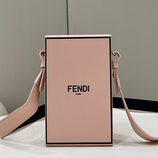 Fendi Vertikální Box Kožená Taška Růžová F70309