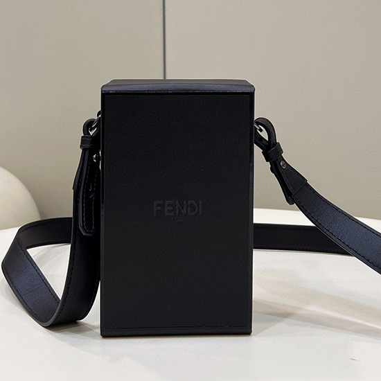 Fendi Vertikální Box Kožená Taška černá F70309