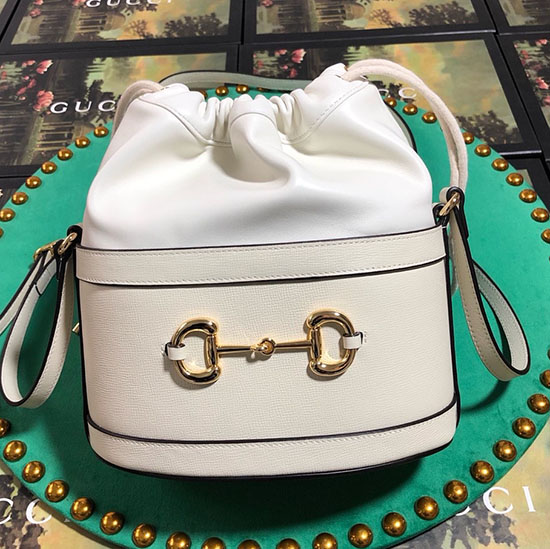 Gucci 1955 Horsebit Bucket Bag White 602118