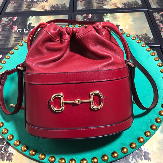 Gucci 1955 Horsebit Bucket Bag červená 602118