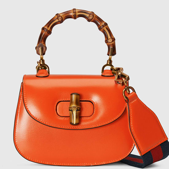 Gucci Bamboo 1947 Mini Taška S Horní Rukojetí Oranžová 686864