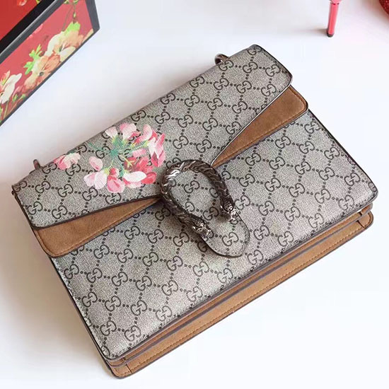 Gucci Dionysus Gg Blooms Print Taška Přes Rameno Béžová 400235