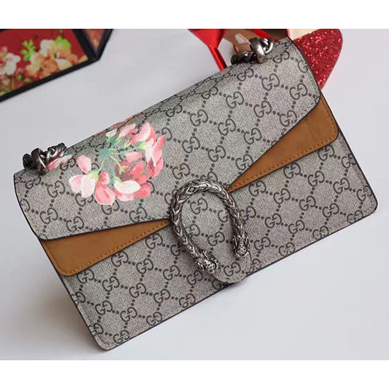 Gucci Dionysus Gg Blooms Print Taška Přes Rameno Béžová 400249