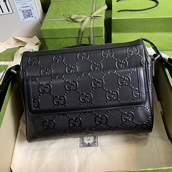 Gucci Gg Embosovaná Messenger Taška černá 658565