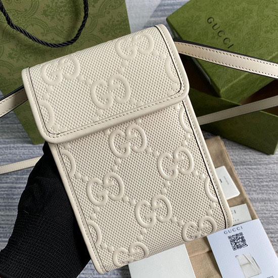 Gucci Gg Embosovaná Mini Taška Bílá 625571