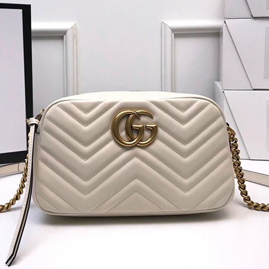 Gucci Gg Marmont Malá Kabelka Přes Rameno Matelase 447632 Bílá