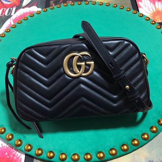 Gucci Gg Marmont Malá Kabelka Přes Rameno Matelase černá 447632