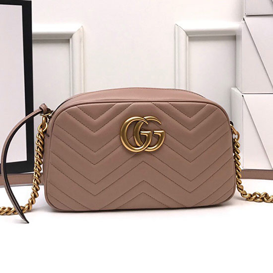 Gucci Gg Marmont Malá Kabelka Přes Rameno Matelasse 447632 Dusty Pink