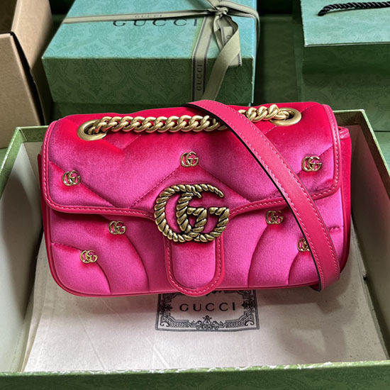 Gucci Gg Marmont Mini Taška Přes Rameno Růžová 446744