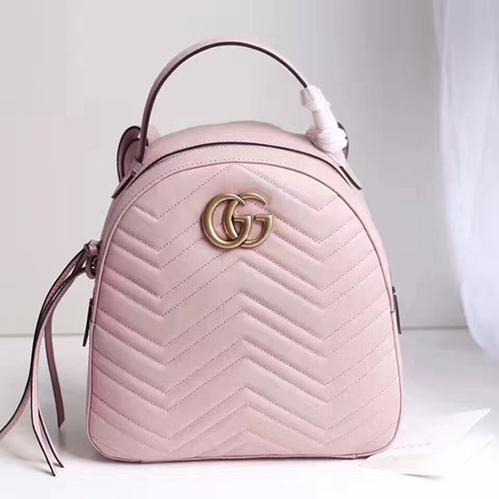 Gucci Gg Marmont Prošívaný Kožený Batoh Růžový 476671