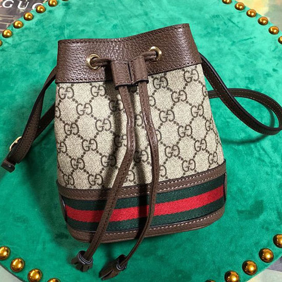 Gucci Gg Supreme Bucket Bag Hnědá 550620