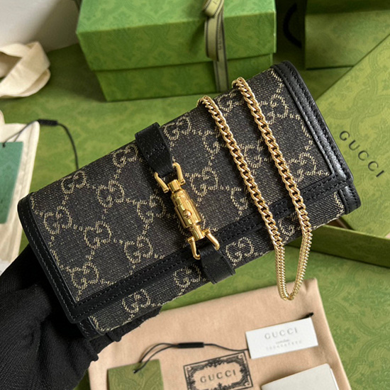 Gucci Jackie 1961 řetízková Peněženka černá 652681