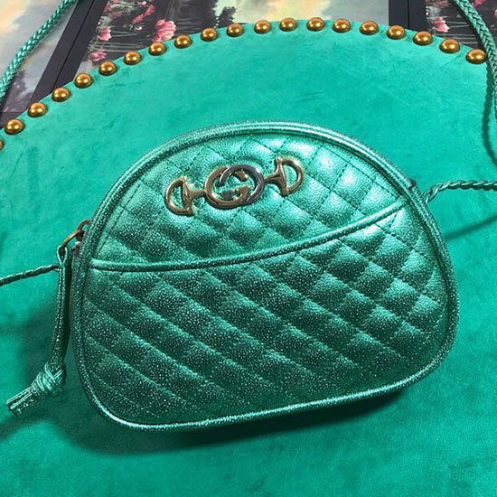 Gucci Mini Taška Z Laminované Kůže Zelená 534951