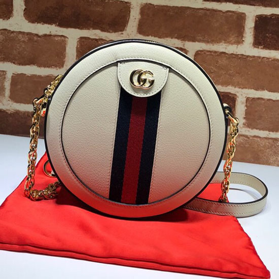 Gucci Ophidia Mini Kulatá Taška Přes Rameno Bílá 550618