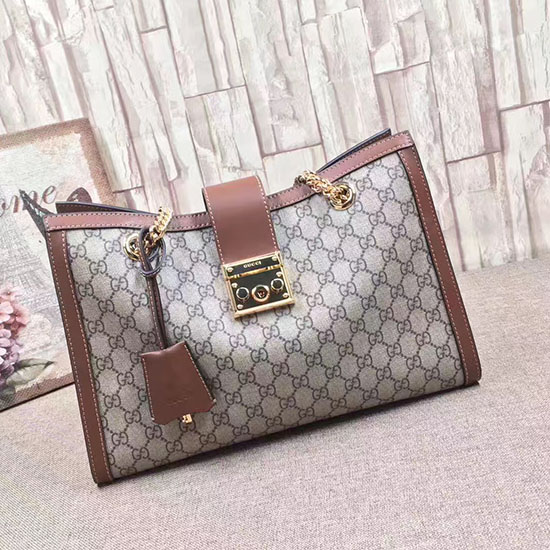 Gucci Padlock Gg Supreme Plátěná Taška Přes Rameno Hnědá 479197