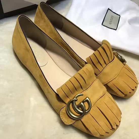 Gucci Semišový Baletní Plochý žlutý 453373