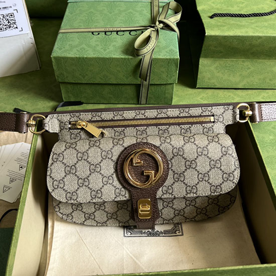 Gucci Supreme Plátěná Blondie Taška Na Opasek Hnědá 718154