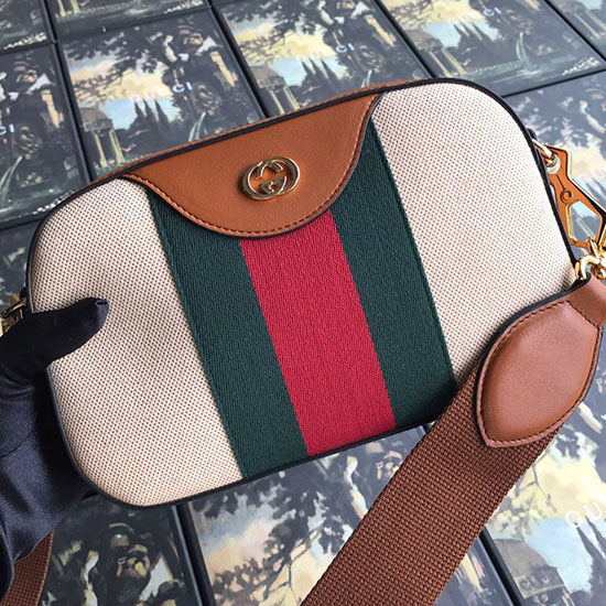 Gucci Vintage Plátěná Taška Přes Rameno Béžová 575073