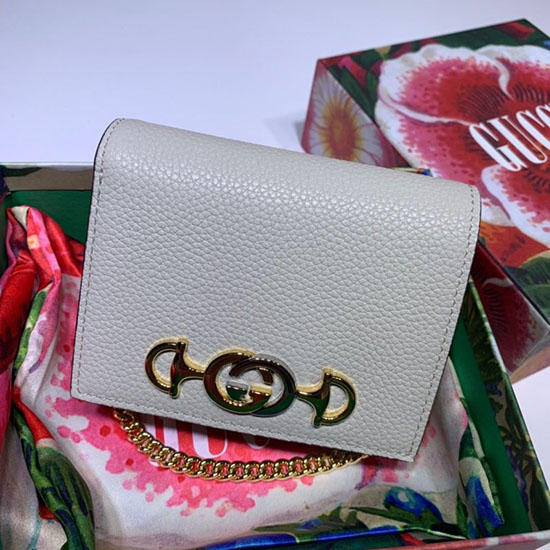 Gucci Zumi Pouzdro Na Karty Ze Zrnité Kůže Bílá 570660