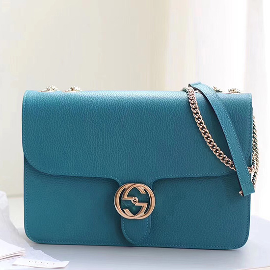 Gucci Zámková Gg Kožená Crossbody Kabelka Modrá 510303