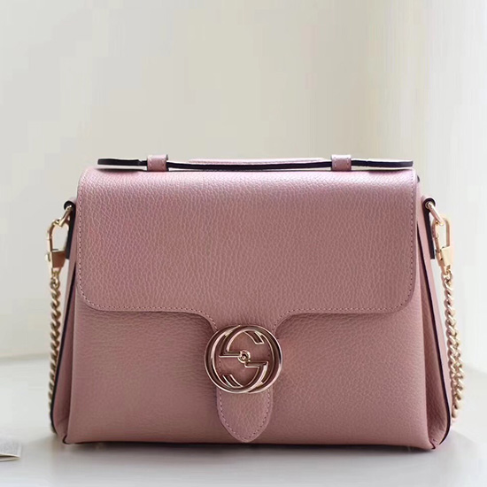 Gucci Zámková Gg Kožená Crossbody Kabelka Růžová 510302