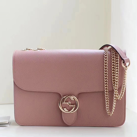 Gucci Zámková Gg Kožená Crossbody Kabelka Růžová 510303