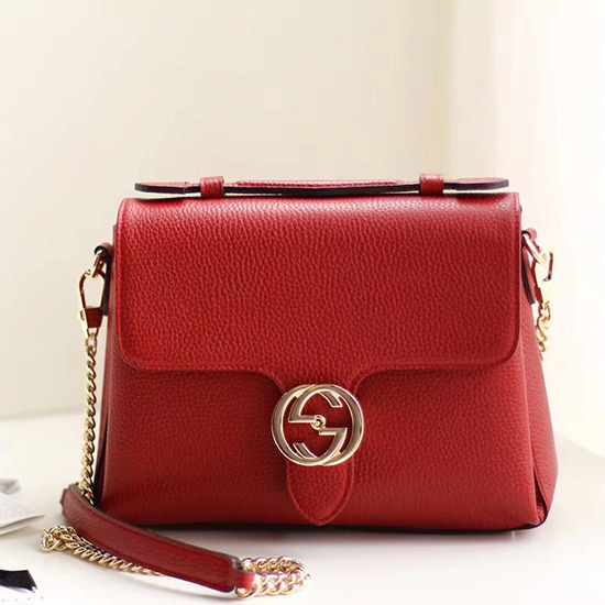 Gucci Zámková Gg Kožená Crossbody Kabelka červená 510302